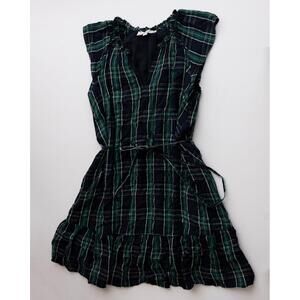 LOFT Green Navy Plaid Mini Dress Size 4